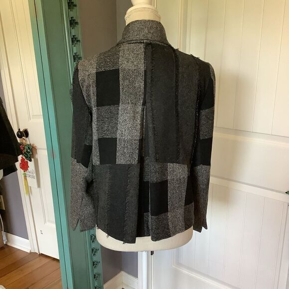 ColdWater Creek Black & Gray‎ Patchwork Jacket 🐱‍👤🤍🖤 - Picture 5 of 8